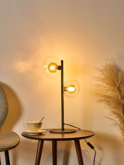 Wohnzimmerlampen|Glaslampen*Eco-Light Moderne Tischlampe Glas Kugeln Grün Bernstein G9 48 cm