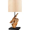 Tischlampen|Schlafzimmer Lampen*Invicta Interior Moderne Tischleuchte blendarm Stoff Holz E27 58 cm groß