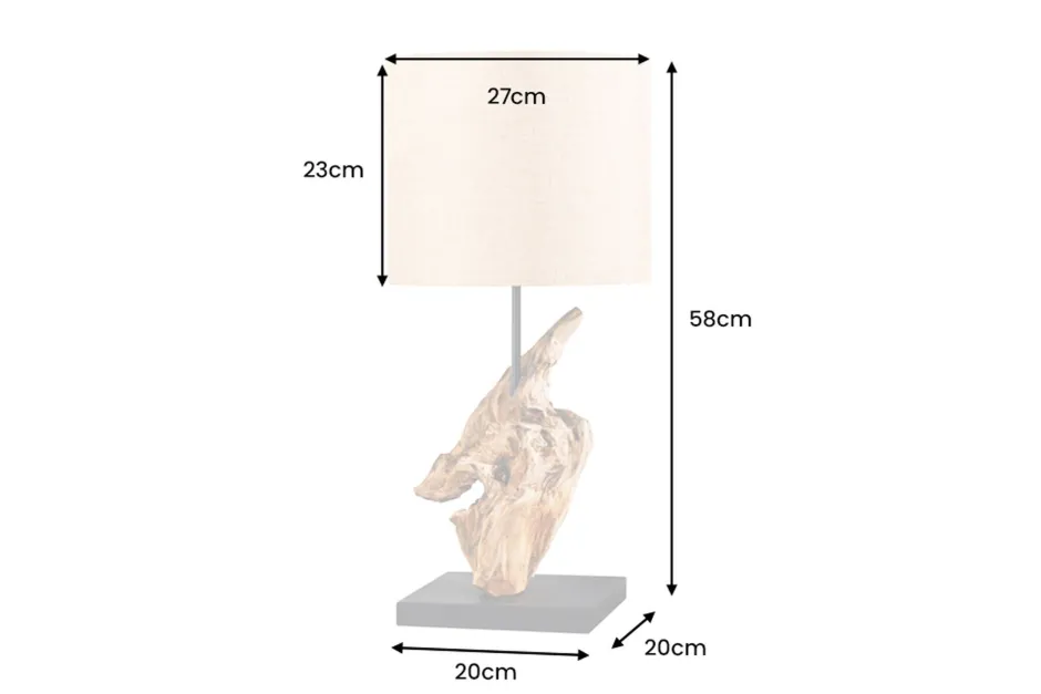 Tischlampen|Schlafzimmer Lampen*Invicta Interior Moderne Tischleuchte blendarm Stoff Holz E27 58 cm groß