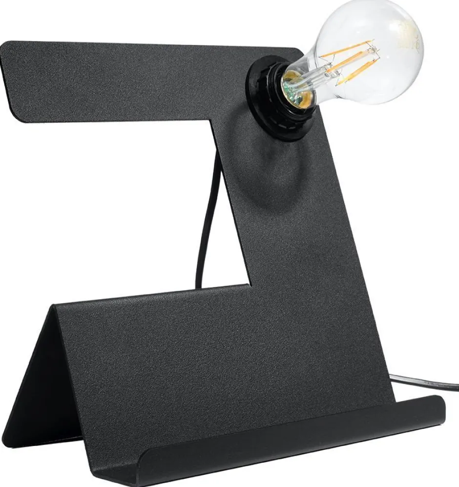 Sollux Moderne Tischleuchte mit Ablage Schwarz Metall für E27< Wohnzimmerlampen|Moderne Lampen