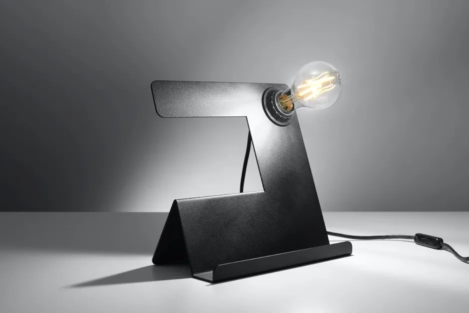 Sollux Moderne Tischleuchte mit Ablage Schwarz Metall für E27< Wohnzimmerlampen|Moderne Lampen