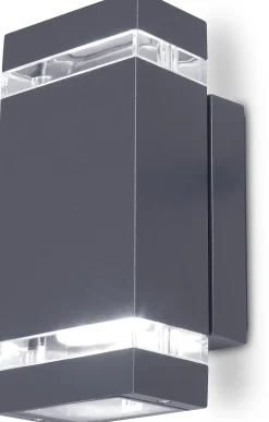 Moderne Außenleuchten|Außenwandleuchten*Eco-Light Moderne Wandlampe Up Down Anthrazit IP44 GU10 B:11 cm