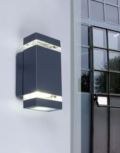 Moderne Außenleuchten|Außenwandleuchten*Eco-Light Moderne Wandlampe Up Down Anthrazit IP44 GU10 B:11 cm