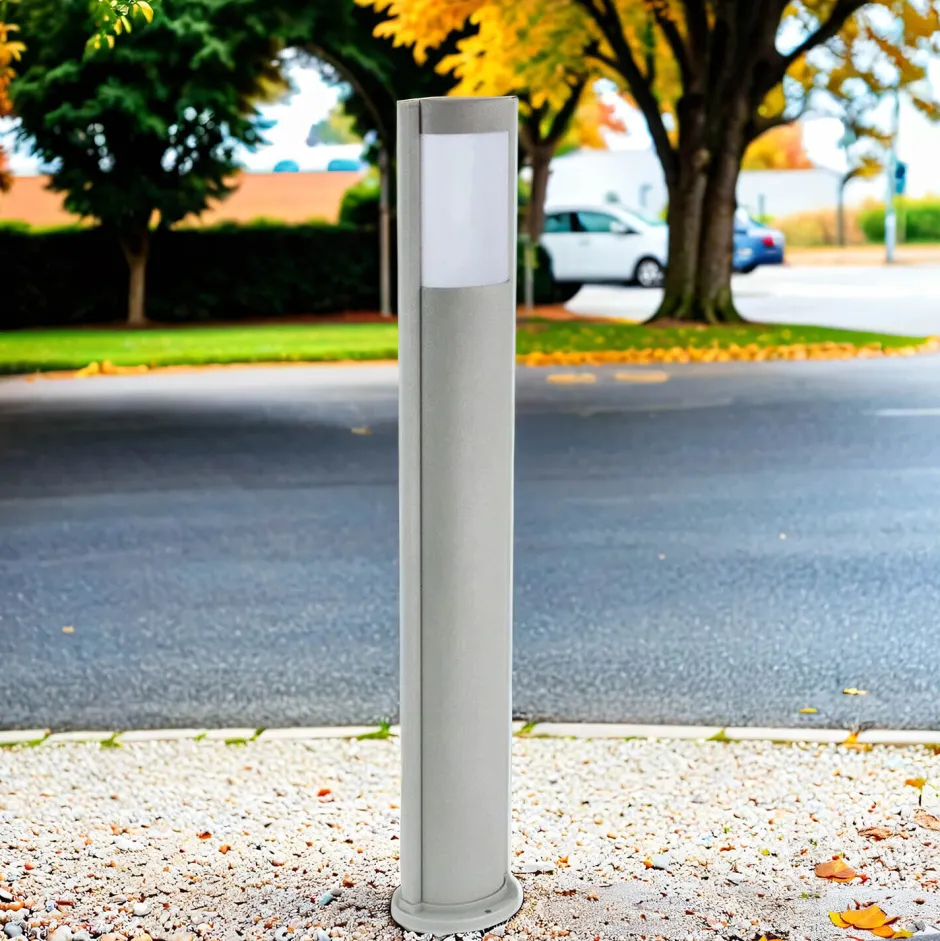 Metall Lampen|Wegeleuchten*SU-MA Moderne Wegeleuchte außen IP54 oval in Silber E27