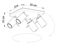 Deckenleuchten|Flurlampen*Sollux Moderner Spot Grau Stahl flexibel GU10 ETNA
