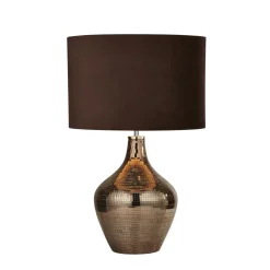Wohnzimmerlampen|Schlafzimmer Lampen*Searchlight Nachttischlampe Braun E27 53,5 cm Ø 30 cm Glas Wildleder
