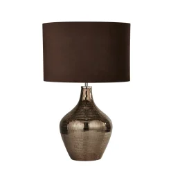 Wohnzimmerlampen|Schlafzimmer Lampen*Searchlight Nachttischlampe Braun E27 53,5 cm Ø 30 cm Glas Wildleder