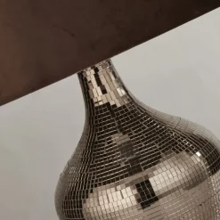 Wohnzimmerlampen|Schlafzimmer Lampen*Searchlight Nachttischlampe Braun E27 53,5 cm Ø 30 cm Glas Wildleder