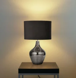 Wohnzimmerlampen|Schlafzimmer Lampen*Searchlight Nachttischlampe Braun E27 53,5 cm Ø 30 cm Glas Wildleder