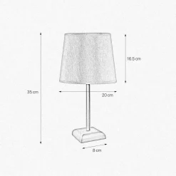 Giovanni Battista Nachttischlampe E27 Messing Stoff 35 cm in Bronze matt Beige< Tischlampen|Schlafzimmer Lampen