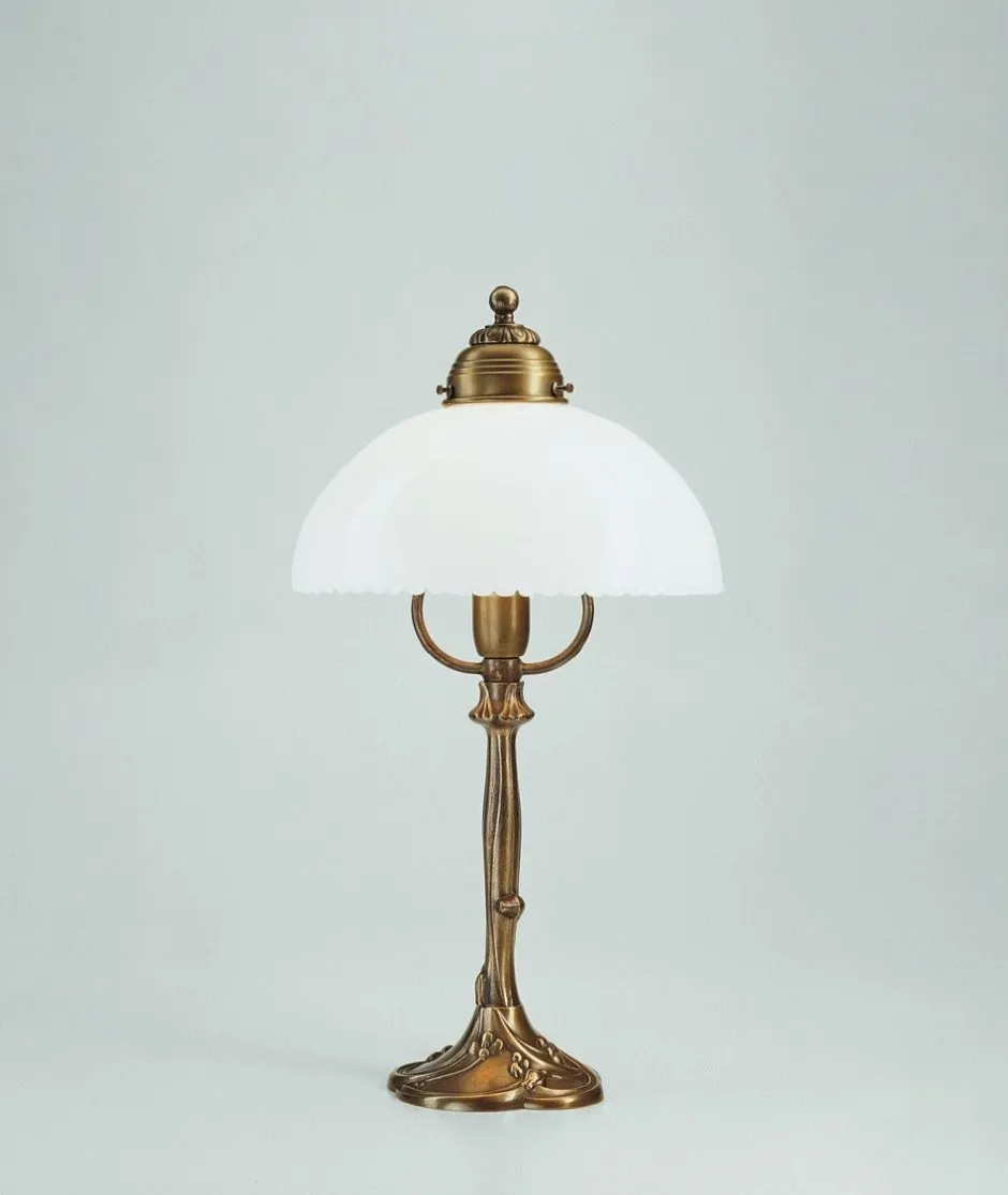 Wohnzimmerlampen|Metall Lampen*Berliner Messingleuchten Nachttischlampe Echt-Messing Glas E27 44 cm Jugendstil