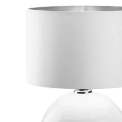 Glaslampen|Stofflampen*TK Lighting Nachttischlampe Glas Stoff Weiß Silber 54 cm groß