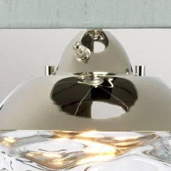 Wohnzimmerlampen|Glaslampen*Elstead Nachttischlampe Glas Stoff 78,7 cm beleuchteter Sockel