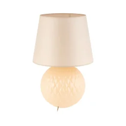 TK Lighting Nachttischlampe Glas Stoff 60 cm Klassisch E27 Ecru Beige< Tischlampen|Schlafzimmer Lampen