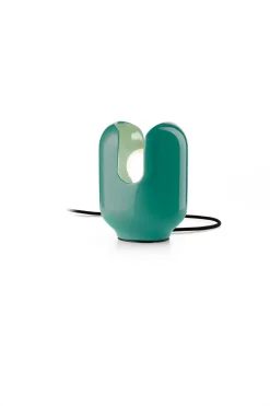 Ferroluce Nachttischlampe Keramik 14,5 cm breit 20 cm hoch Türkis< Wohnzimmerlampen|Keramiklampen