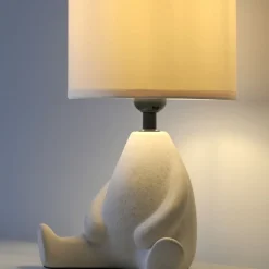 Just Light NachtTischlampe Keramik Stoff sitzendes Männchen 32 cm< Wohnzimmerlampen|Stofflampen