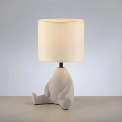 Just Light NachtTischlampe Keramik Stoff sitzendes Männchen 32 cm< Wohnzimmerlampen|Stofflampen