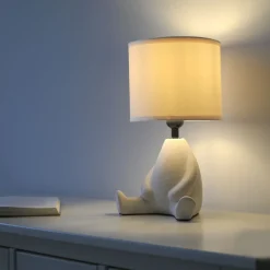 Just Light NachtTischlampe Keramik Stoff sitzendes Männchen 32 cm< Wohnzimmerlampen|Stofflampen