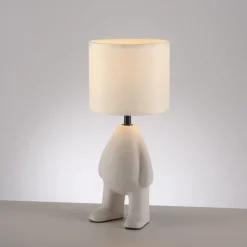 Wohnzimmerlampen|Schlafzimmer Lampen*Just Light NachtTischlampe Keramik Stoff Teddy 38 cm E27 blendarm