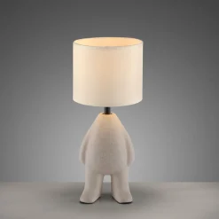 Wohnzimmerlampen|Schlafzimmer Lampen*Just Light NachtTischlampe Keramik Stoff Teddy 38 cm E27 blendarm