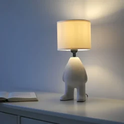 Wohnzimmerlampen|Schlafzimmer Lampen*Just Light NachtTischlampe Keramik Stoff Teddy 38 cm E27 blendarm