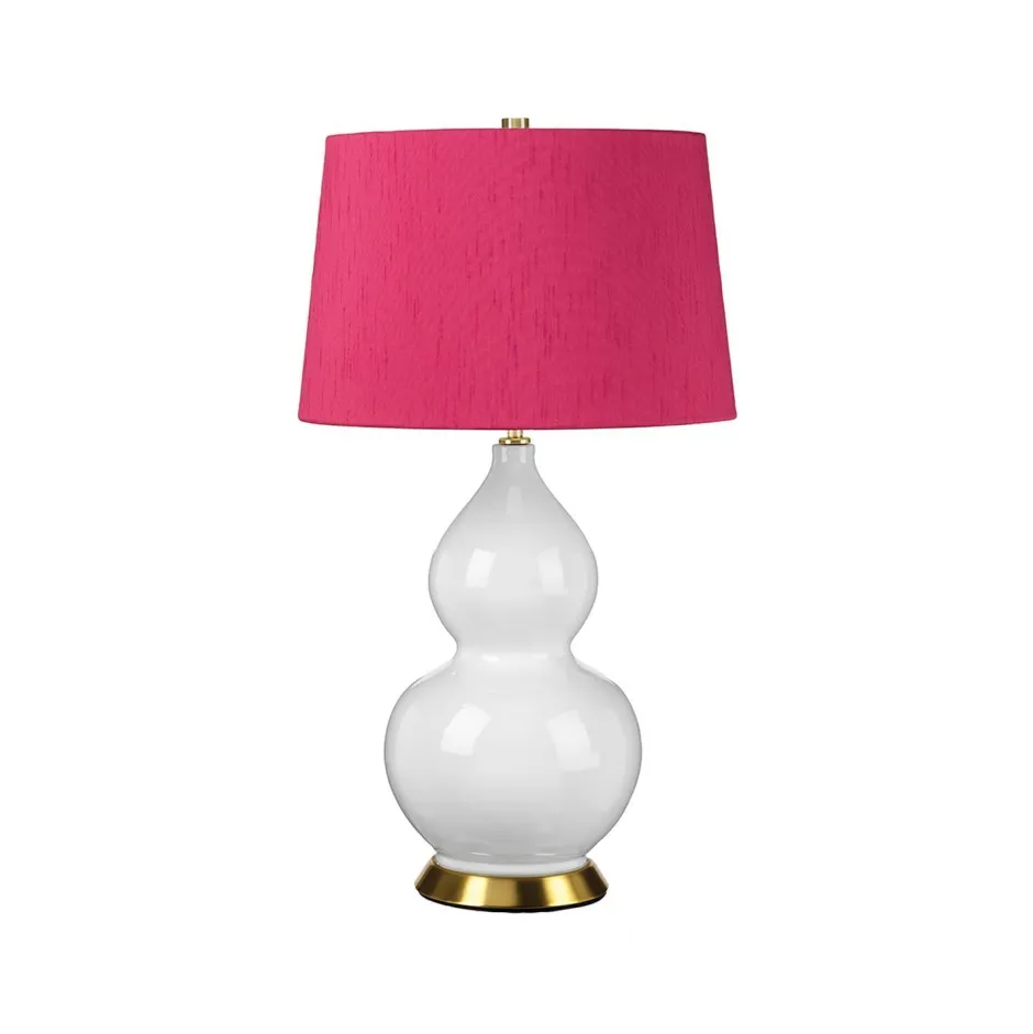 Elstead Nachttischlampe Keramik Stoff 64 cm E27 Weiß Pink< Wohnzimmerlampen|Stofflampen