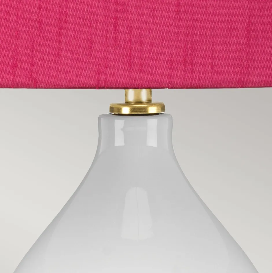 Elstead Nachttischlampe Keramik Stoff 64 cm E27 Weiß Pink< Wohnzimmerlampen|Stofflampen