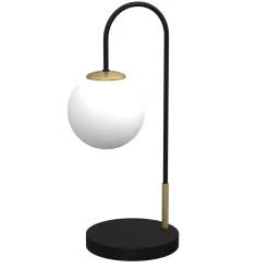 Tischlampen|Messinglampen*Luminex Nachttischlampe Metall Glas 52 cm Schwarz Weiß Messing