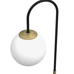 Tischlampen|Messinglampen*Luminex Nachttischlampe Metall Glas 52 cm Schwarz Weiß Messing