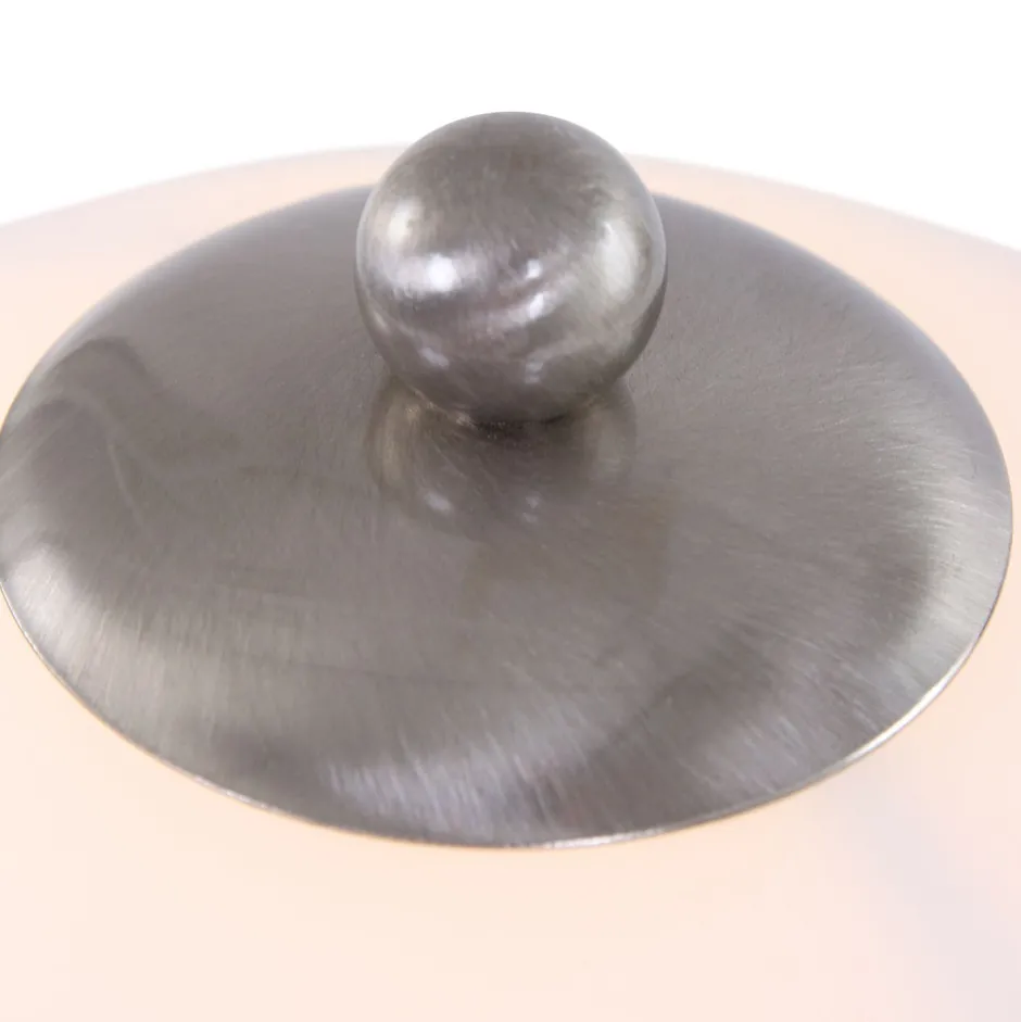 Steinhauer Nachttischlampe Metall Glas in Stahl Weiß E27 45 cm< Tischlampen|Schlafzimmer Lampen