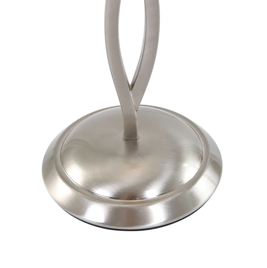 Steinhauer Nachttischlampe Metall Glas in Stahl Weiß E27 45 cm< Tischlampen|Schlafzimmer Lampen