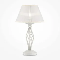 Tischlampen|Schlafzimmer Lampen*Maytoni Nachttischlampe Metall Stoff E14 56 cm rund Klassisch