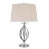 Tischlampen|Schlafzimmer Lampen*Elstead Nachttischlampe mit Stoff Schirm 56,5cm in Nickel Creme