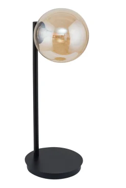 Tischlampen|Kugellampen*Sigma Nachttischlampe Schwarz Metall Glas Bernstein 44 cm G9