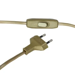 Jupiter Nachttischlampe Shabby Gold Weiß Stoff Schirm 45cm< Nachttischlampen|Stofflampen