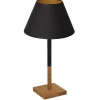Tischlampen|Schlafzimmer Lampen*Luminex Nachttischlampe Stoff Holz Schwarz Natur Gold 56 cm E27