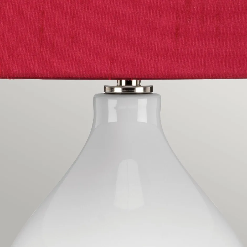 Elstead Nachttischlampe Stoff Keramik 64 cm hoch Rot Weiß< Wohnzimmerlampen|Stofflampen