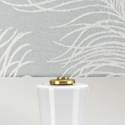 Elstead Nachttischlampe Stoff Keramik E27 69 cm Retro Weiß grau< Schlafzimmer Lampen|Stofflampen