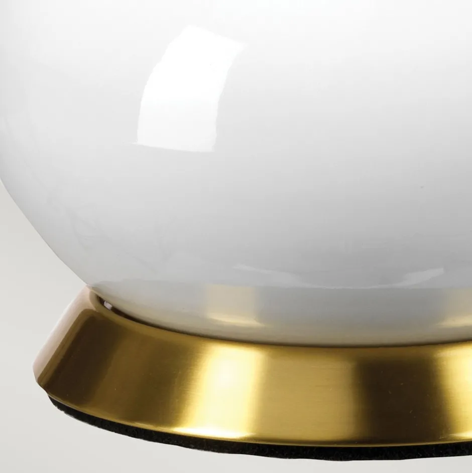 Elstead Nachttischlampe Stoff Keramik E27 69 cm Retro Weiß grau< Schlafzimmer Lampen|Stofflampen