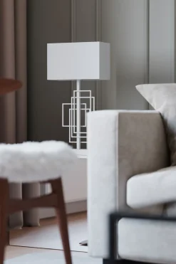 By Rydéns Nachttischlampe Stoff Metall E27 69 cm hoch Weiß Modern< Wohnzimmerlampen|Schlafzimmer Lampen