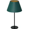 Tischlampen|Schlafzimmer Lampen*Luminex Nachttischlampe Stoff Metall 56 cm Petrol Gold konisch