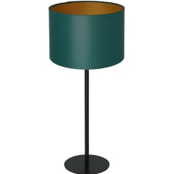 Luminex Nachttischlampe Stoff Metall H:56 cm E27 Petrol Gold< Tischlampen|Schlafzimmer Lampen