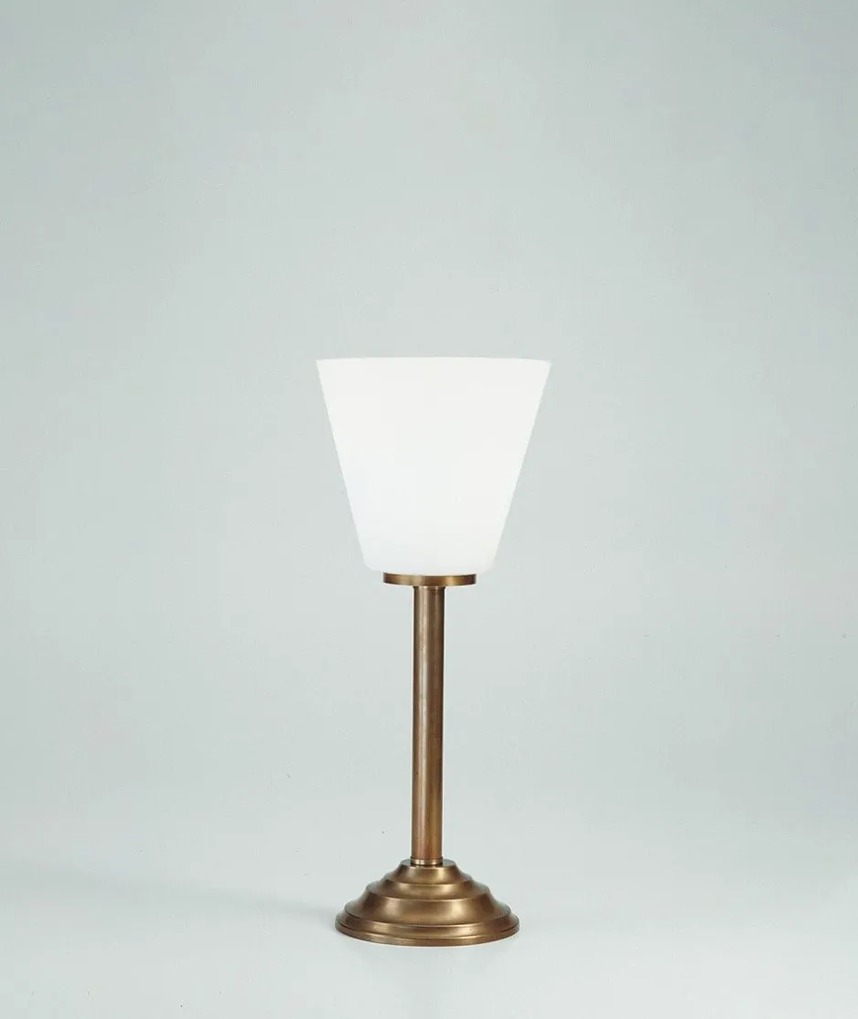 Berliner Messingleuchten Nachttischleuchte Echt-Messing Glas E27 37 cm gemütlich< Wohnzimmerlampen|Metall Lampen