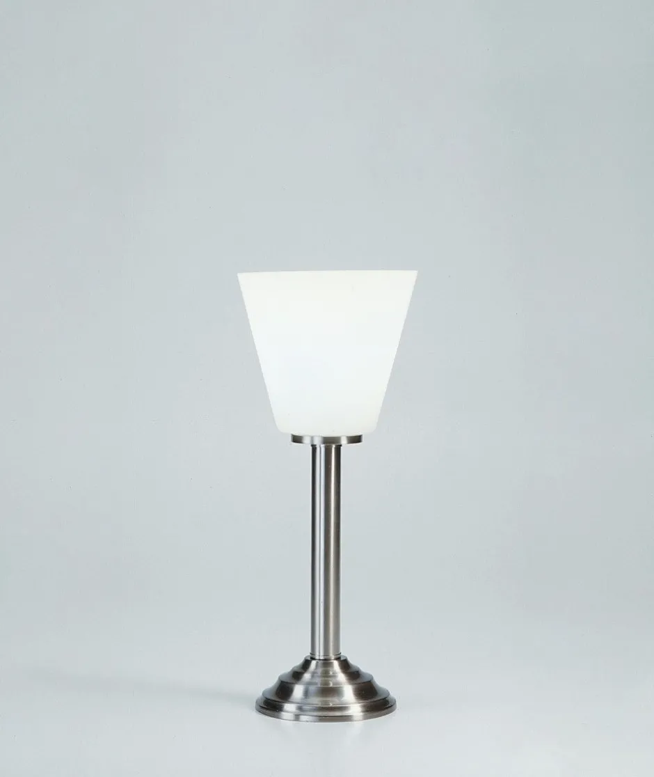 Wohnzimmerlampen|Metall Lampen*Berliner Messingleuchten Nachttischleuchte Echt-Messing Glas E27 37 cm in Nickel