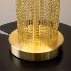 Maytoni Nachttischleuchte Edelstahl Stoff 47 cm in Gold Weiß< Tischlampen|Schlafzimmer Lampen