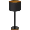 Tischlampen|Schlafzimmer Lampen*Luminex Nachttischleuchte Holz Stoff in Schwarz Gold E27 56 cm