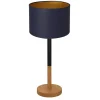 Luminex Nachttischleuchte Holz Stoff Schwarz Blau Gold 56 cm< Tischlampen|Schlafzimmer Lampen