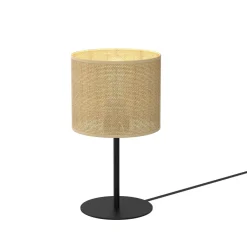 Tischlampen|Schlafzimmer Lampen*Luminex Nachttischleuchte Jute Metall E27 34 cm Schwarz Natur