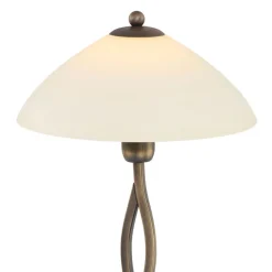 Tischlampen|Schlafzimmer Lampen*Steinhauer Nachttischleuchte Metall Glas in Bronze Creme E27 45 cm