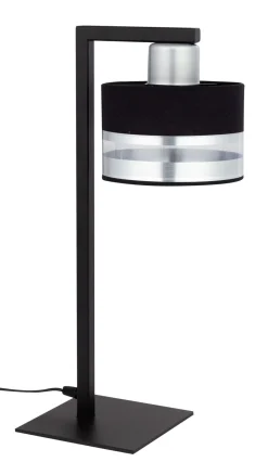 Tischlampen|Schlafzimmer Lampen*Sigma Nachttischleuchte Schwarz Silber Metall 45 cm E27 klein